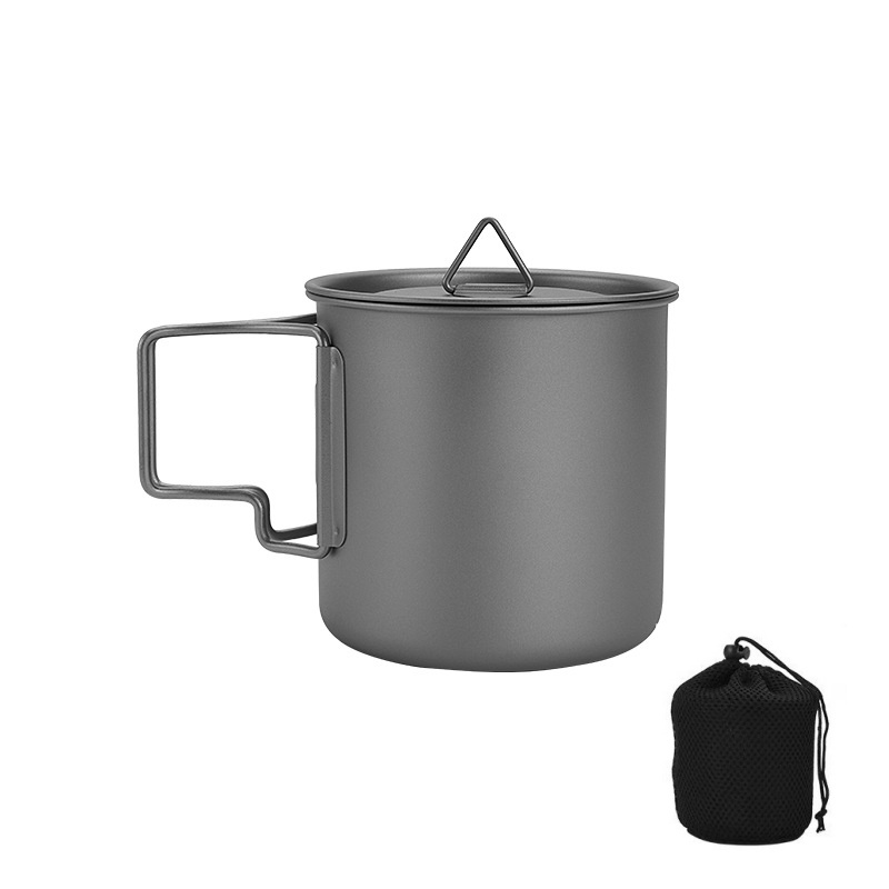 Camping Cooking Rack - Tytanowy kubek kempingowy ze składanym uchwytem,