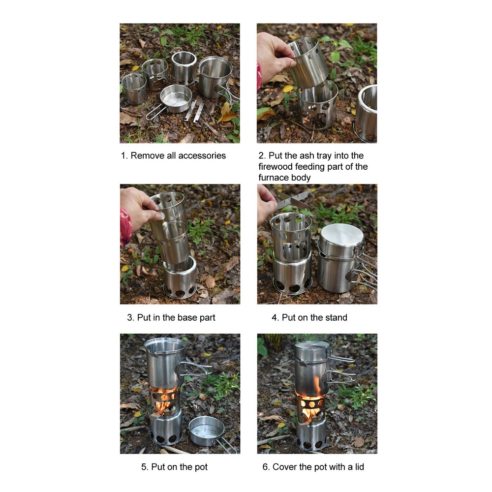 Camping Cooking Sets - Wytrzymały Zestaw Naczyń Kempingowych ze Stali