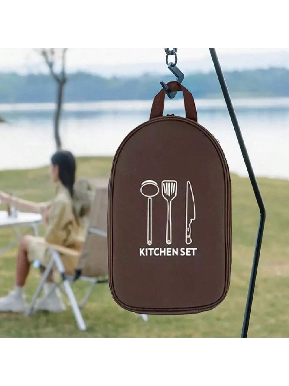 Camping Cooking Utensil Bag - Outdoor Camping Cookware Storage Bag Cooking