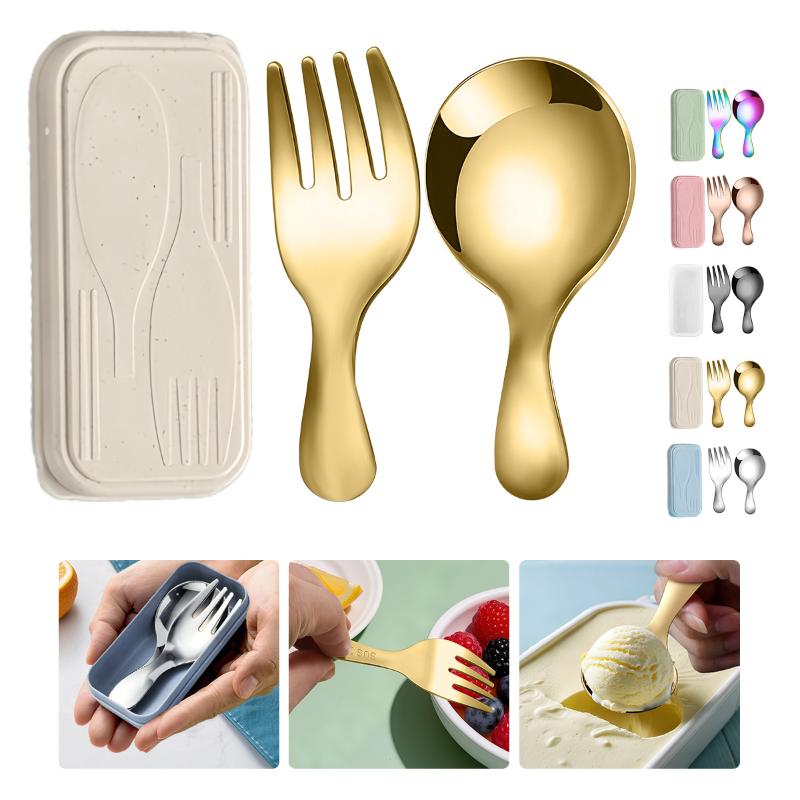 Camping Cooking Sets - Zestaw sztućców ze stali nierdzewnej, łyżka,