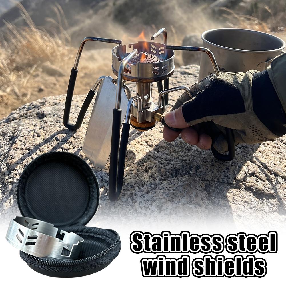Camping Cooking Set With Bag - Osłona przeciwwiatrowa do kuchenki ze stali
