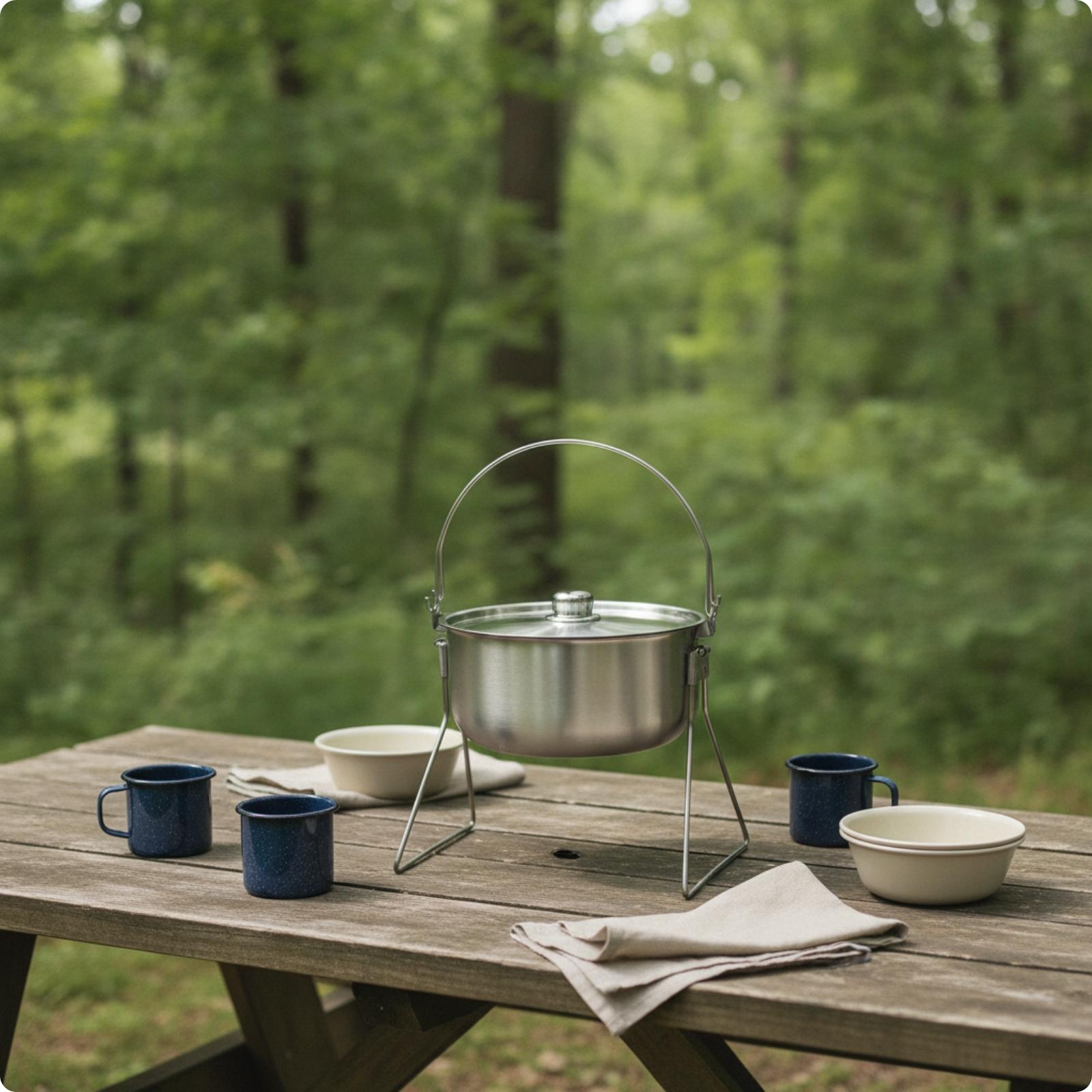 Garnek z ramą trójnogiem, ze s – Camping Cooking Tripod recenzja i cena
